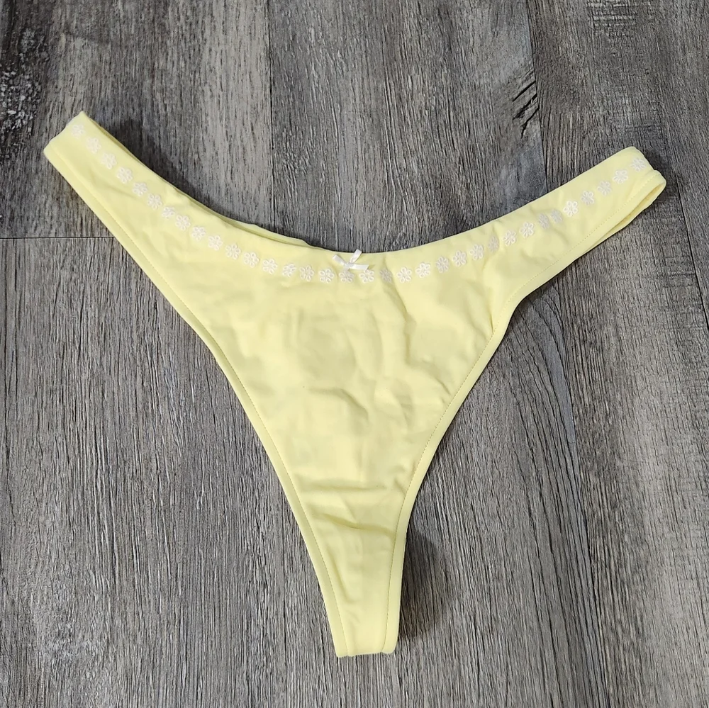 New!Pink x Frankies Bikini Popcorn Yellow Thong Rosemary Itsy Bikini Bottom‎